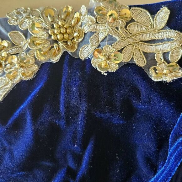 Weissman NWOT adult extra large blue velvet dance skirt lyrical tap contemporary - Picture 3 of 6